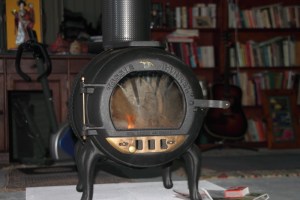 An old beer keg but does the job beautifully helping keep us up to 12 degrees C above outside temperature